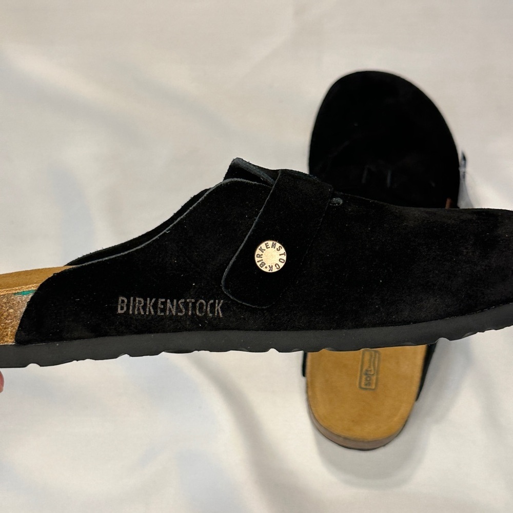 NWT BIRKENSTOCK Boston Clogs Size 8 8.5 (39) Black Suede Women’s Soft Footbed - Picture 5 of 5